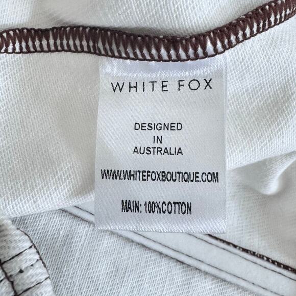 WHITE FOX Power Hour Denim Mini Skirt /  Secret Identity Bustier Top Off-White M - Picture 15 of 16